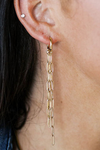 Chain Fringe Huggie Earrings