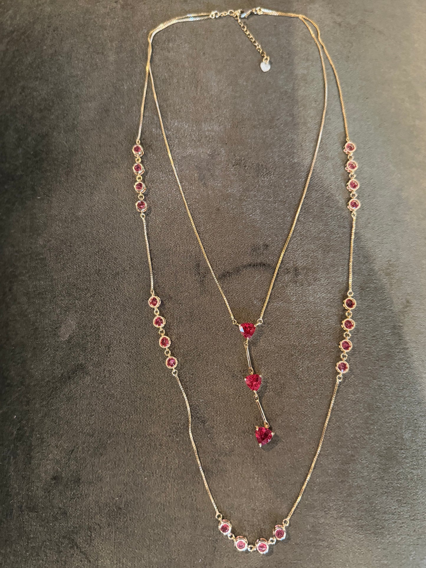 CZ Double Chain Lariat Necklace