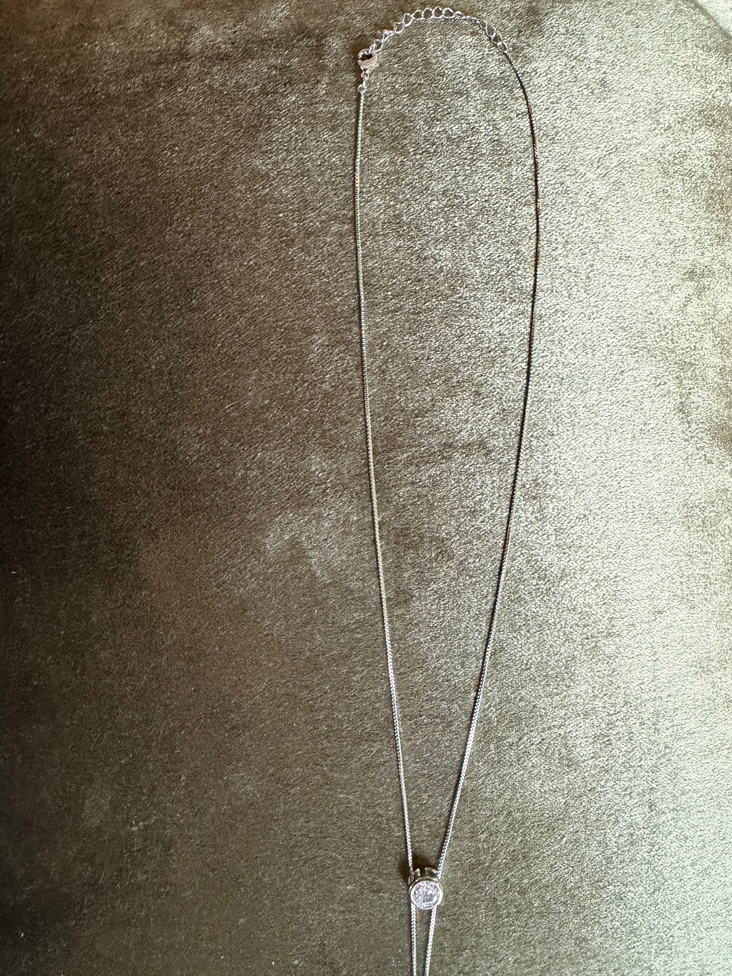 Box Chain CZ Gemstone Lariat Necklace
