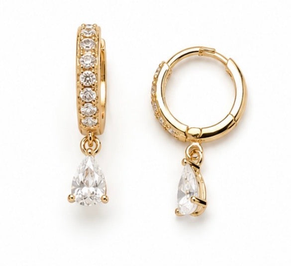 CZ Drop Huggie Hoop Earrings