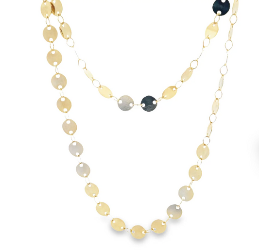 Gold Filled Flat Circle Disc Belly Chain