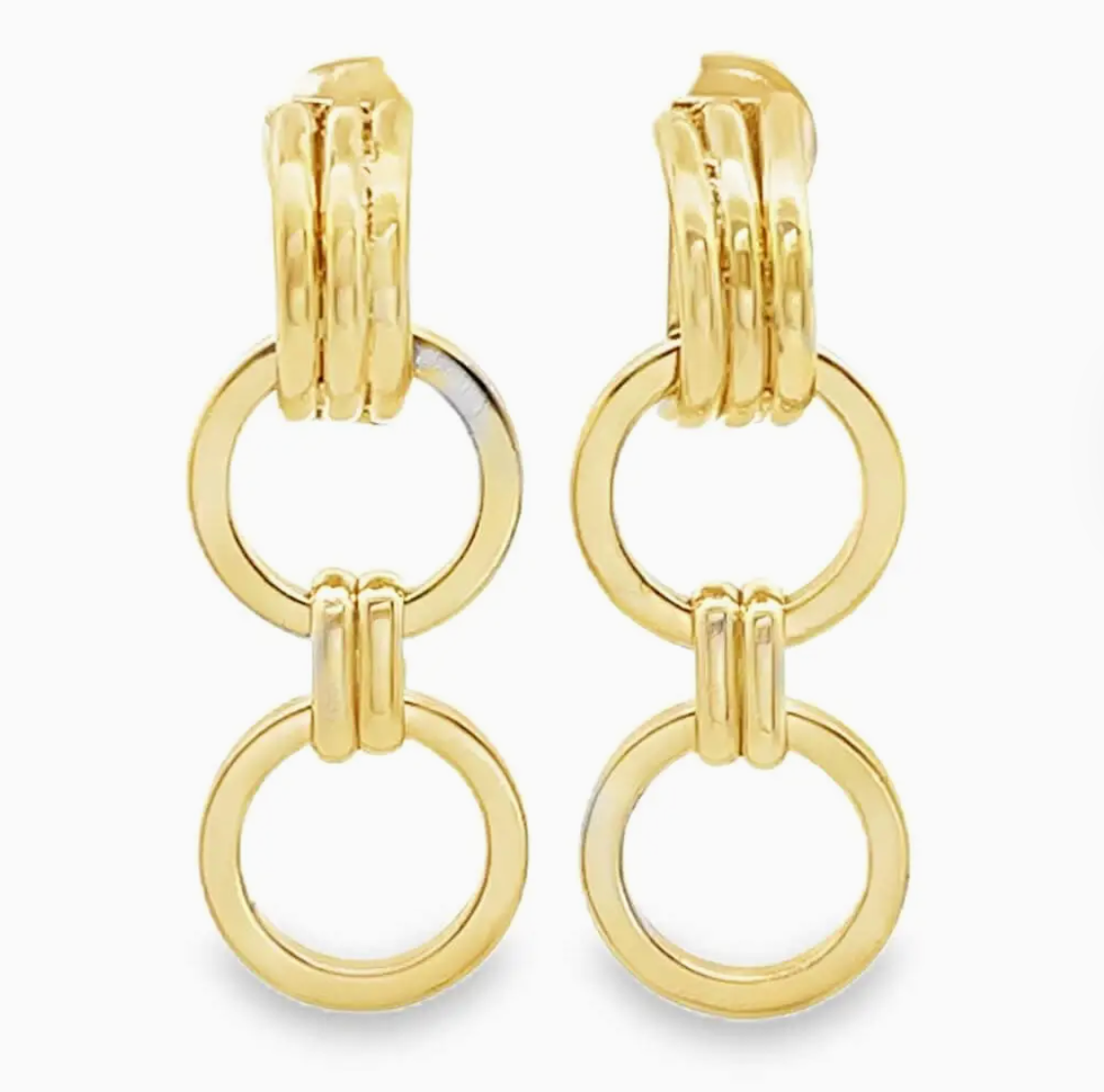 Double Circle Link Drop Earrings