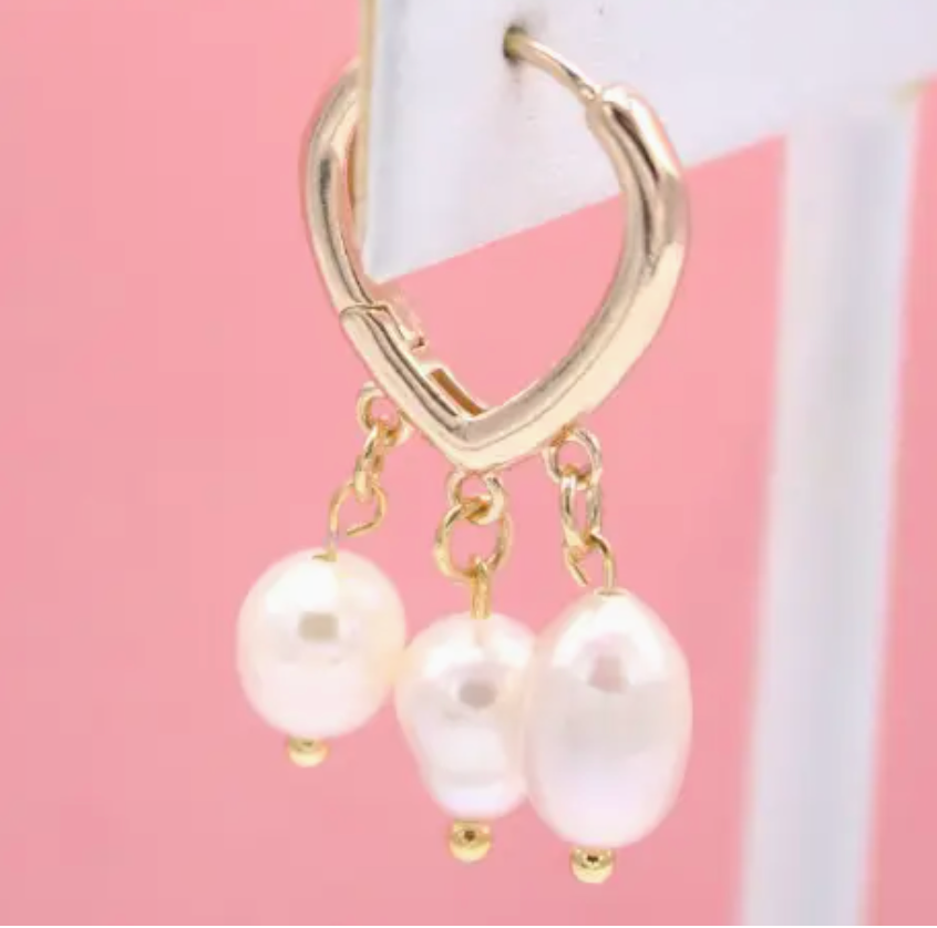 18K Gold Filled Pearl Dangle Earrings