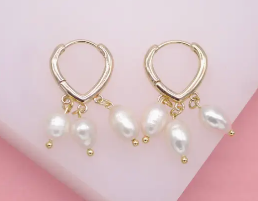 18K Gold Filled Pearl Dangle Earrings