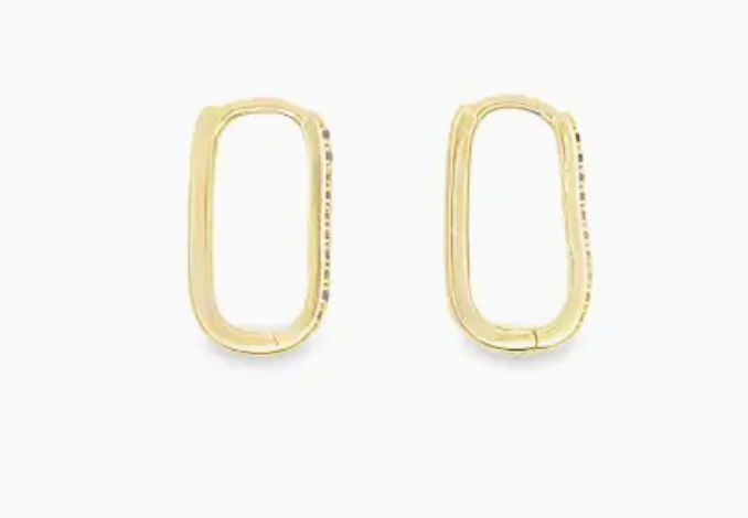 Half Multicolored Cz Paved Oval Link Latch Back Huggies