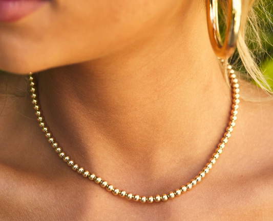 18K Gold Filled Beaded Chain Necklace