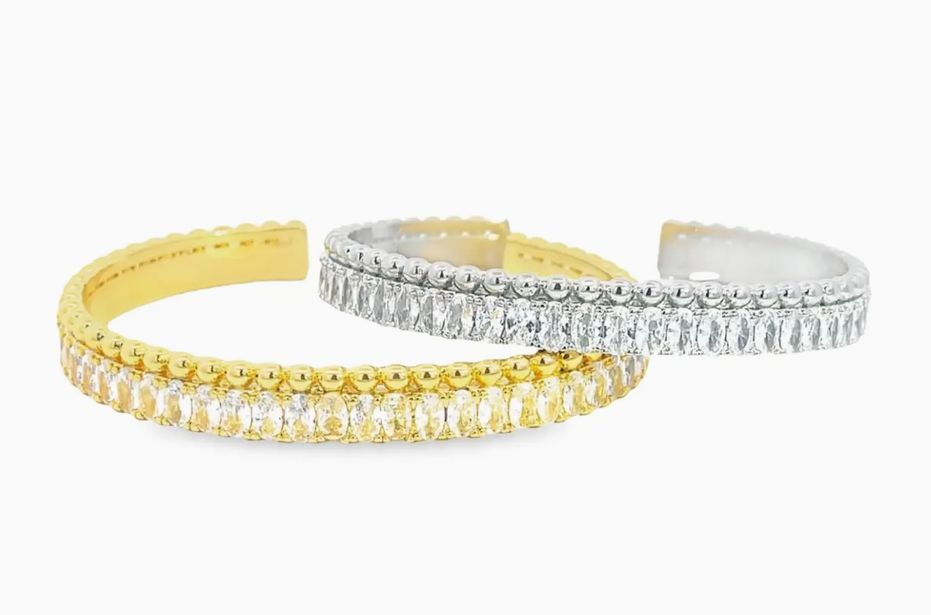 Cz Paved Baguette Bangle Bracelet