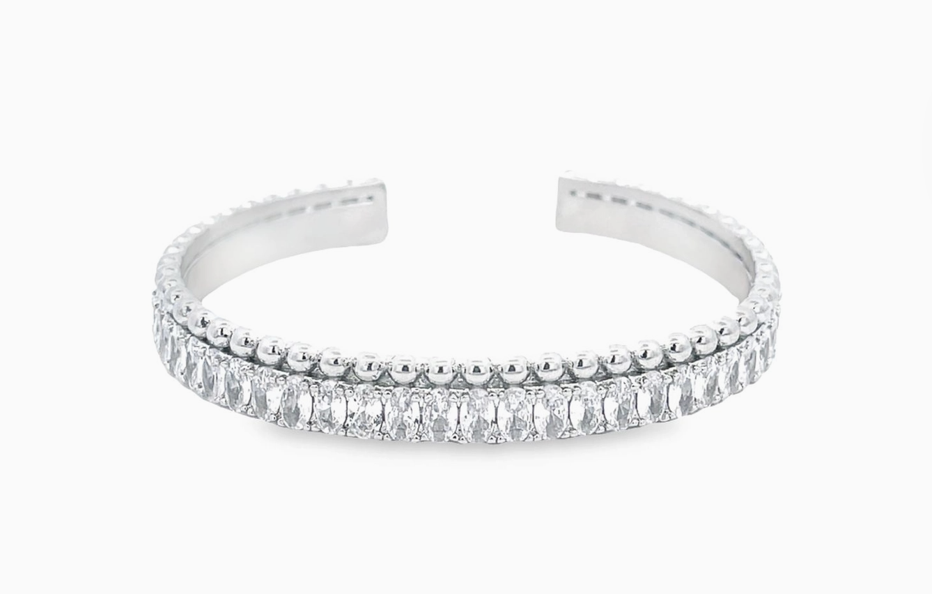 Cz Paved Baguette Bangle Bracelet