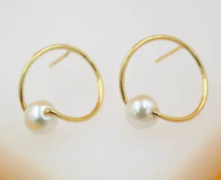 18k Gold Filled Pearl Earrings