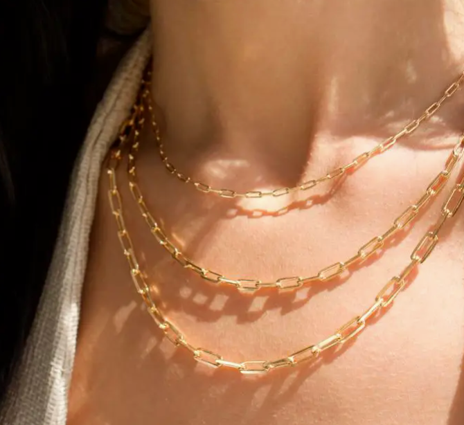 Triple Paperclip Link & Chain Necklace