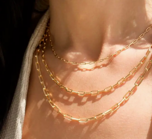 Triple Paperclip Link & Chain Necklace
