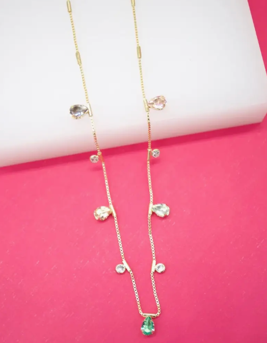 Dainty Pear Cut Cz Choker