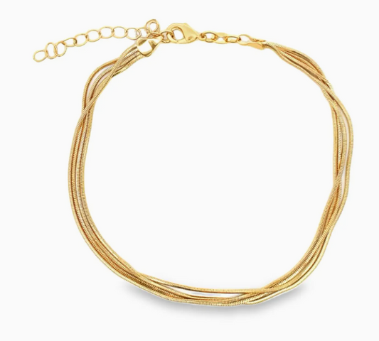 Smooth Quadruple Snake Box Anklet