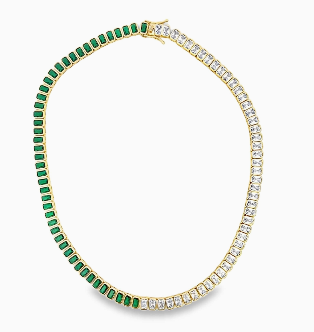 Two-Tone Colorful/Clear Cz Tennis Necklace