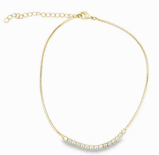 Round Cz Stone Amid Mouse Tail Anklet