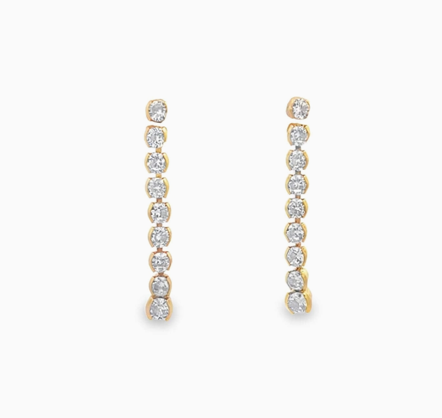 Dangle Drop Colored Cz Stone Earrings
