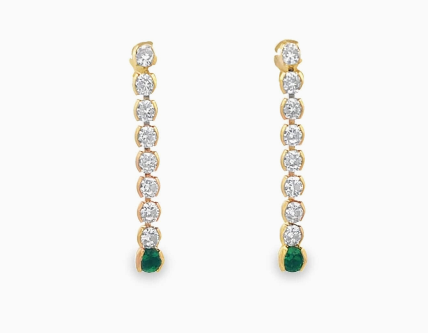 Dangle Drop Colored Cz Stone Earrings