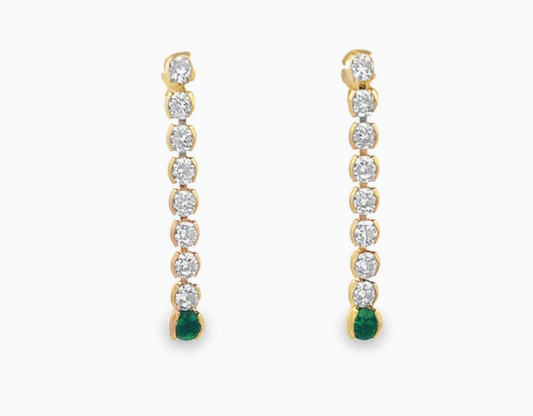 Dangle Drop Colored Cz Stone Earrings