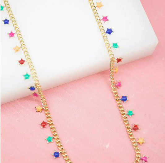 18K Gold Filled Enamel Star Choker & Matching Bracelet