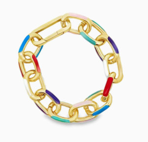 Multicolor Enamel Paperclip Link Necklace & Bracelet