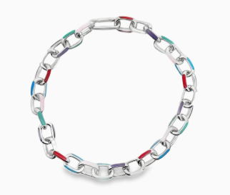 Multicolor Enamel Paperclip Link Necklace & Bracelet