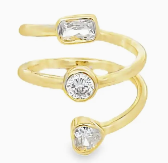 Cz Multi Shape Charms Wrap Ring