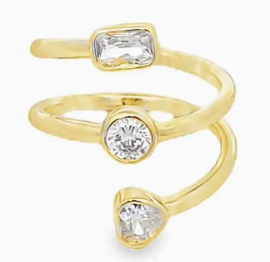 Cz Multi Shape Charms Wrap Ring