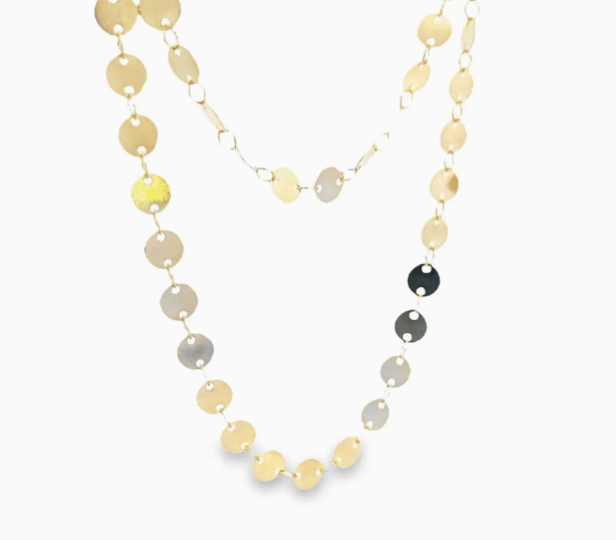 18K Gold Filled Flat Circle Disc Belly Chain