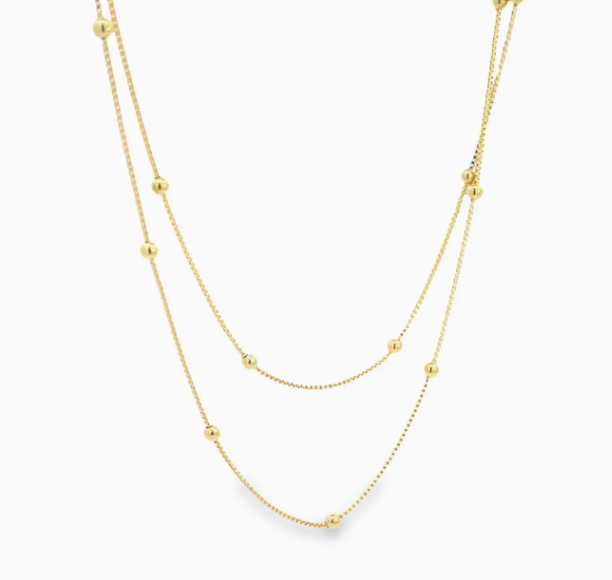18K Gold Filled Beaded Box Chain Belly Chain