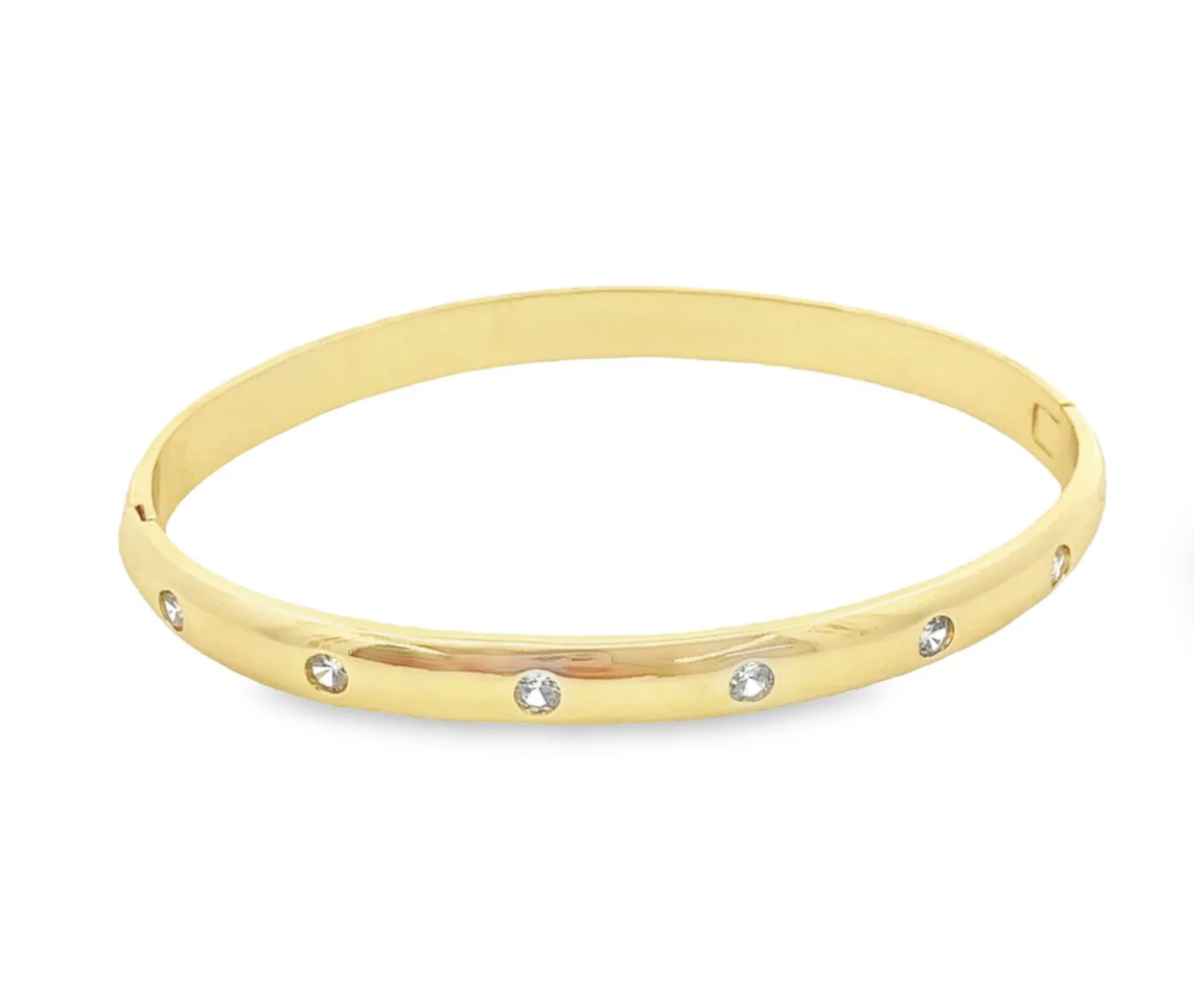 Wrist Cuff Bangle Bracelet With CZ Stones