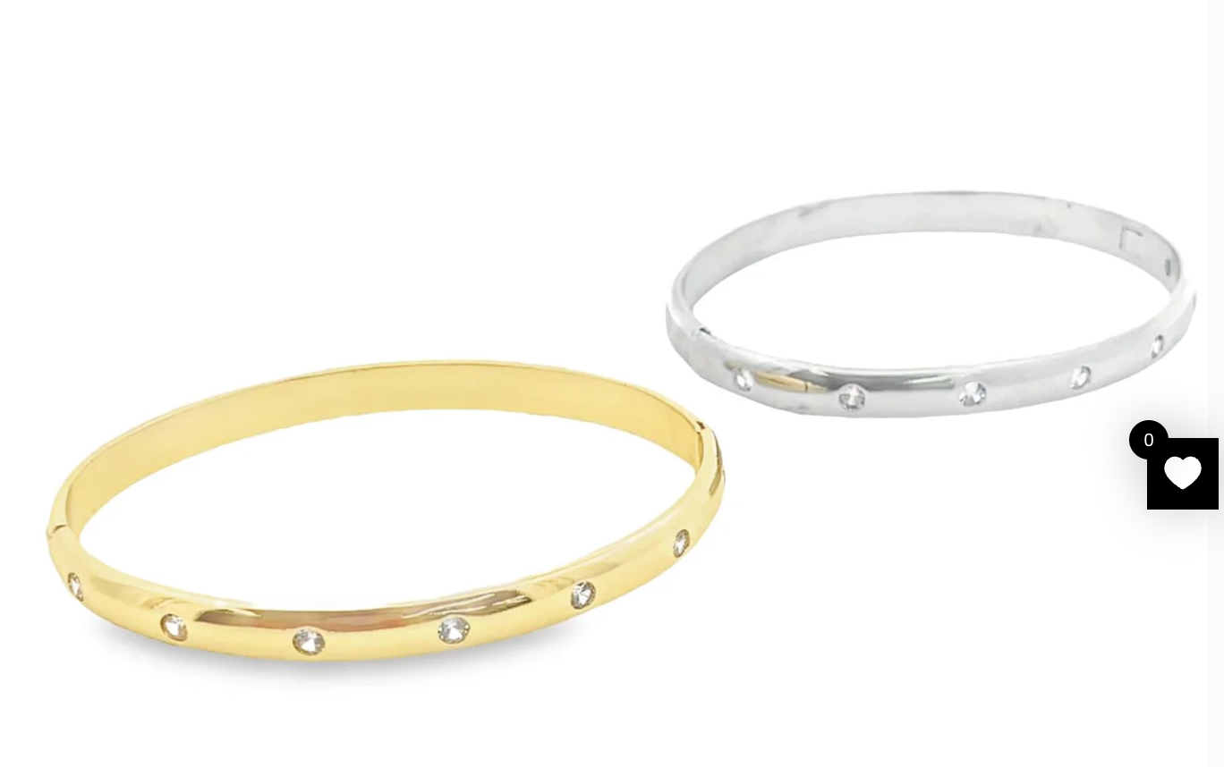 Wrist Cuff Bangle Bracelet With CZ Stones