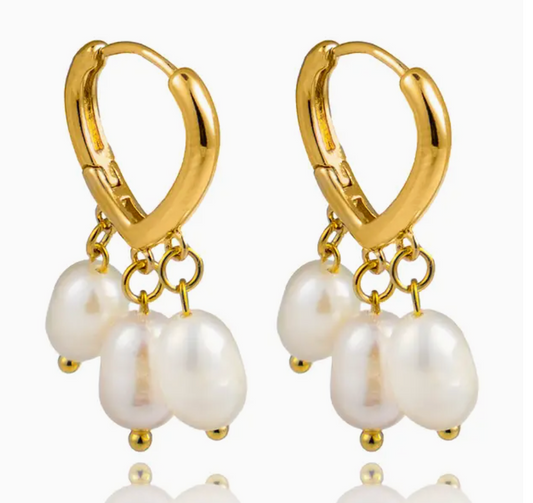 18K Gold Filled Pearl Dangle Earrings