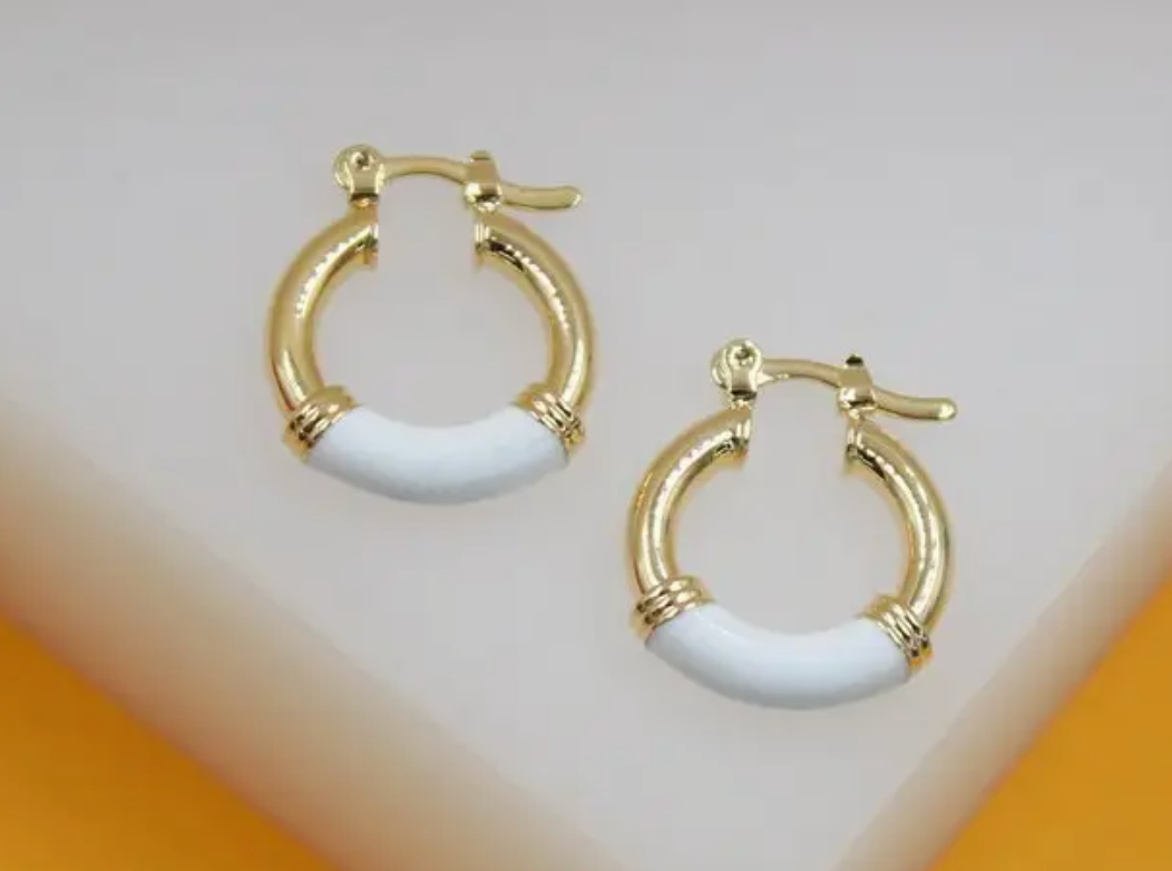 18k Gold Filled Colorful Enamel Hoop Earrings