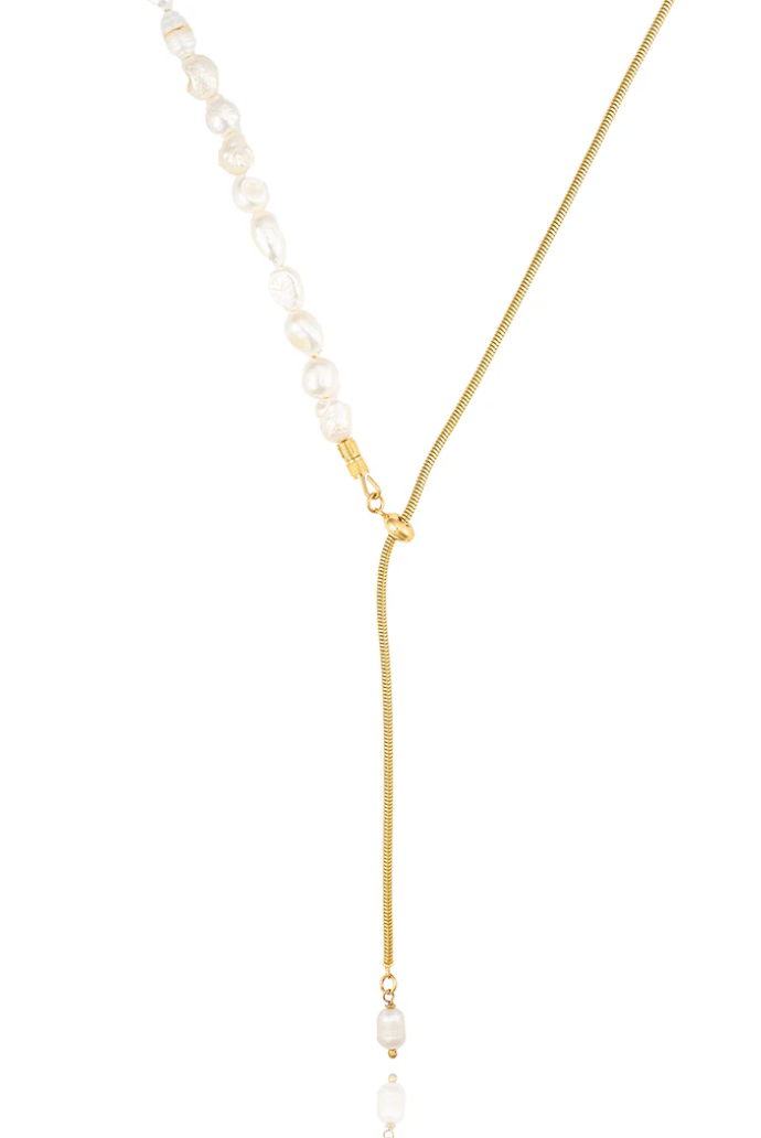Adjustable Pearl Lariat Necklace