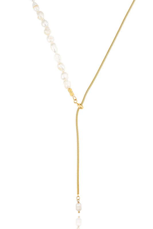 Adjustable Pearl Lariat Necklace