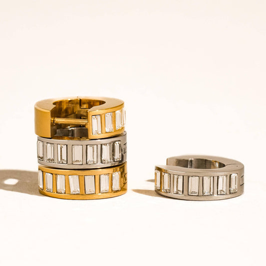 Joielle 18K Gold Baguette CZ Hoop Earrings