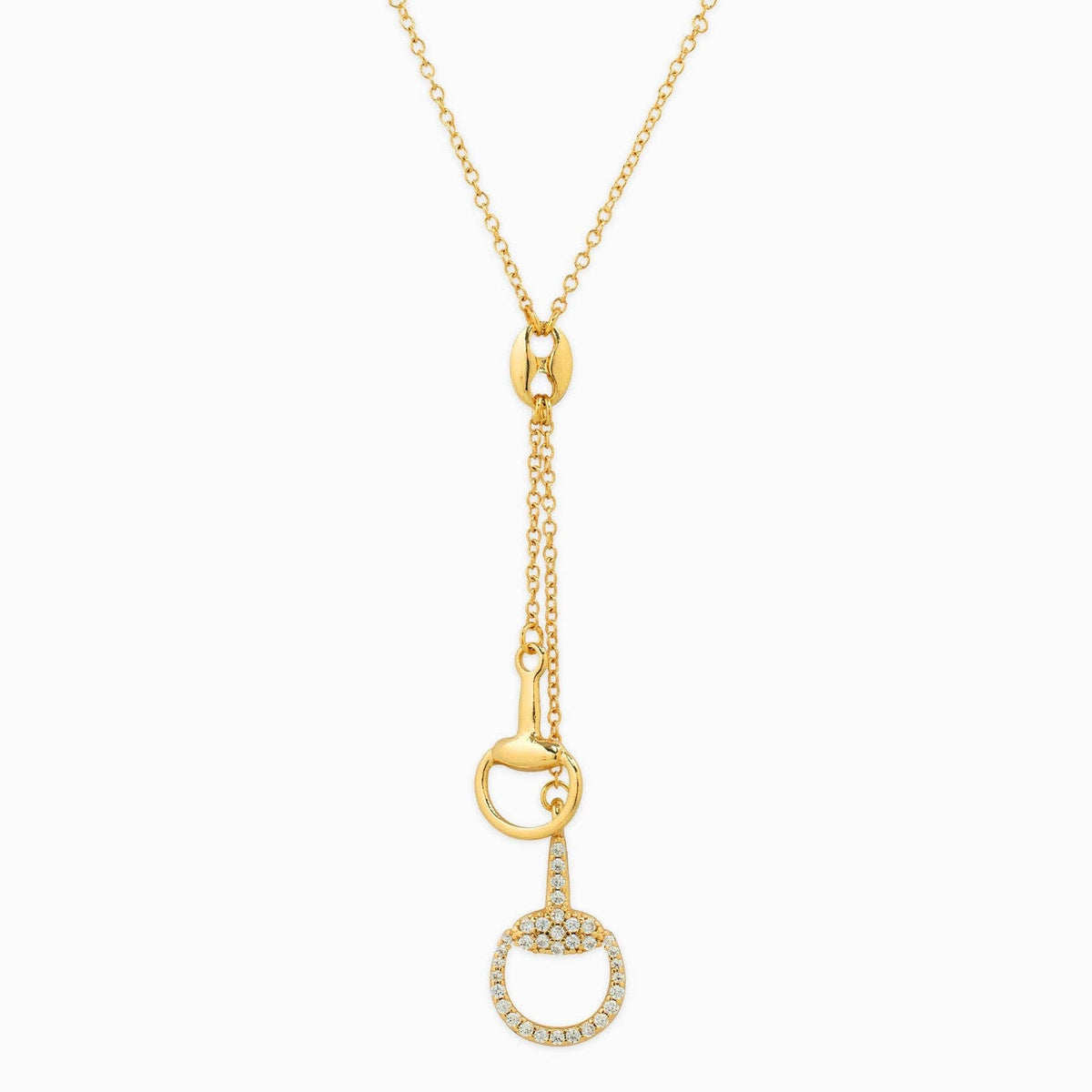 Pave Horsebit Lariat Necklace