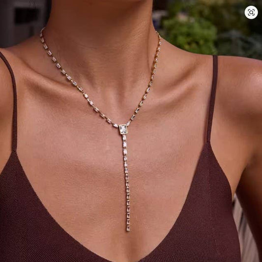 Statement CZ Lariat Necklace