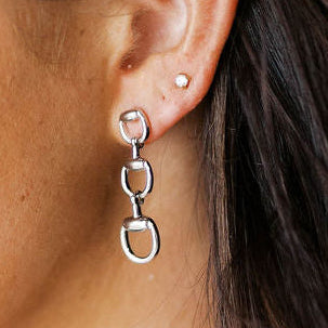 Triple Horsebit Link Drop Earrings
