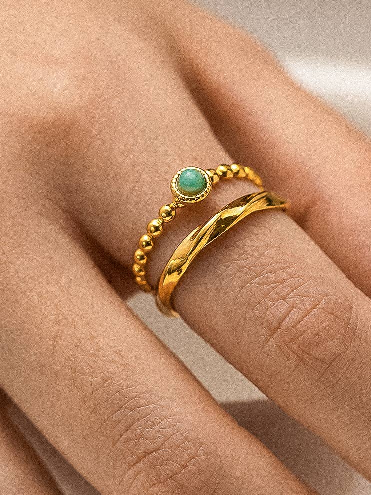 Lindy 18K Gold Layered Stone Ring