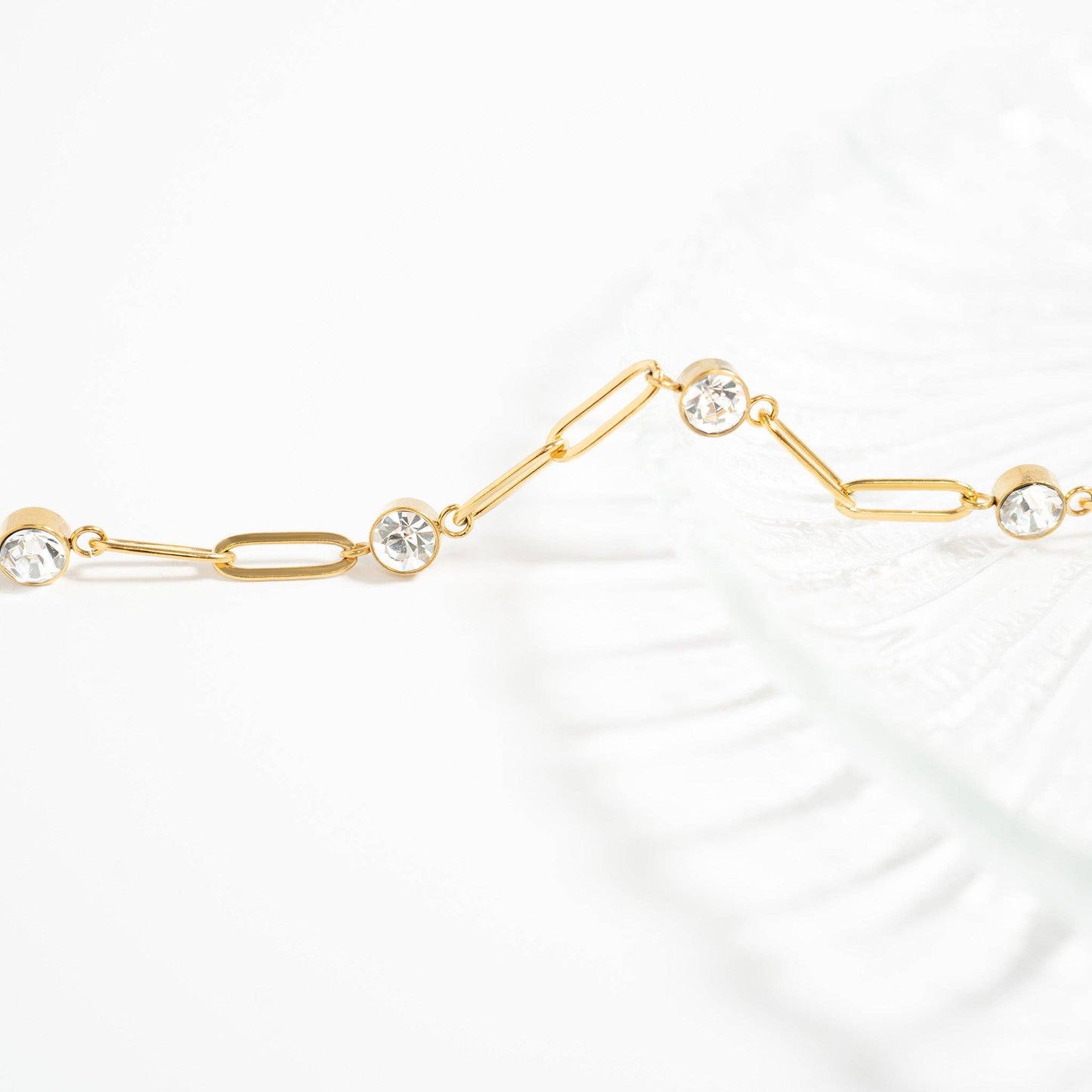 Station Stone Paperclip Chain Bracelet