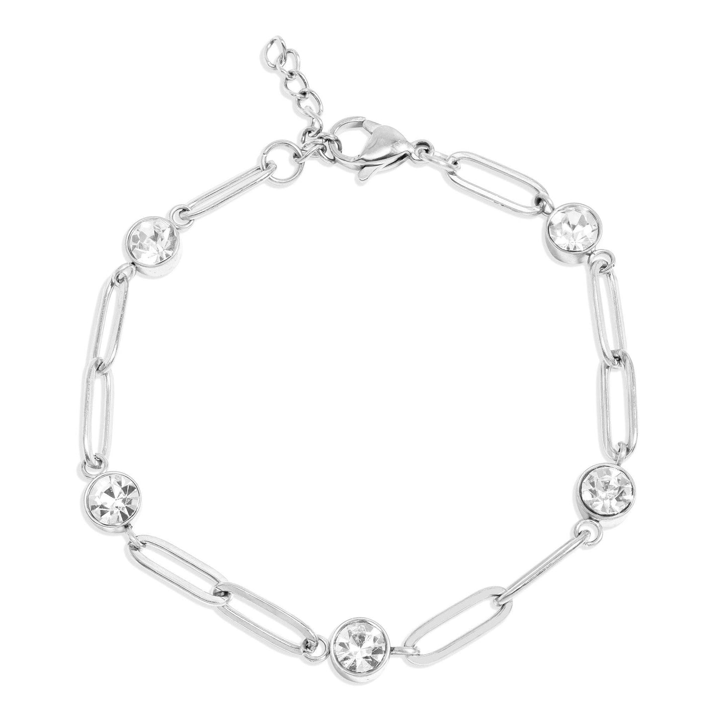 Station Stone Paperclip Chain Bracelet