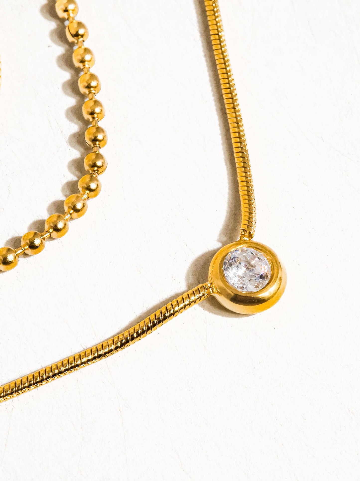 Paulette 18K Gold Trilayer CZ Chain Necklace