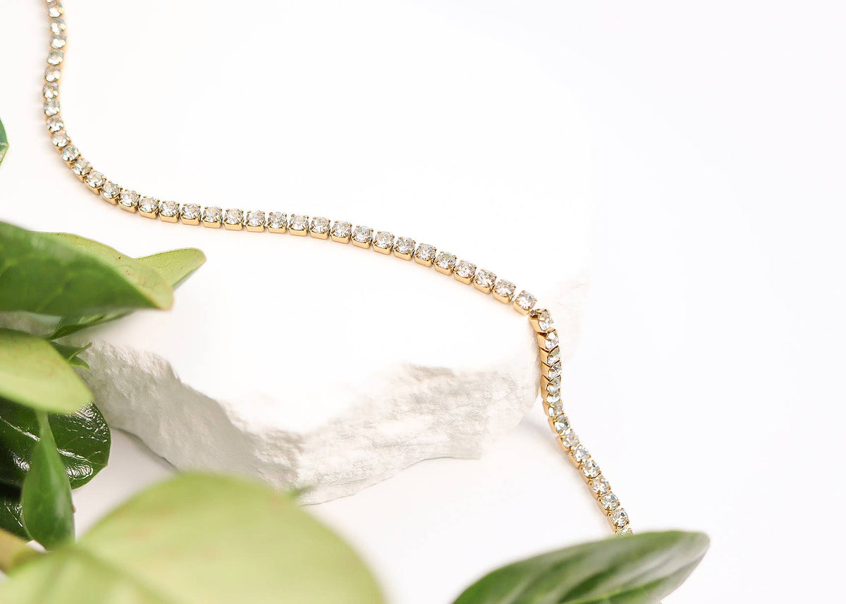 Gold CZ Tennis Chain Necklace