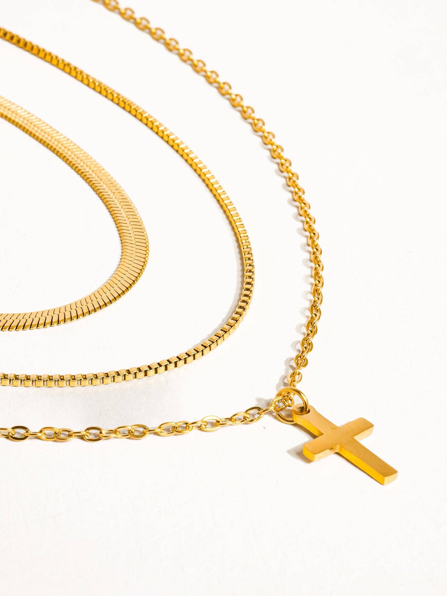 Georgine 18K Gold  Layered Cross Necklace   