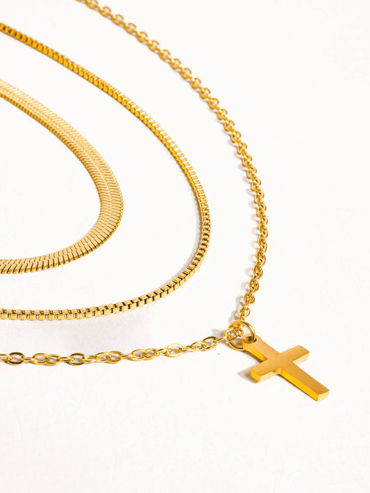 Georgine 18K Gold  Layered Cross Necklace   