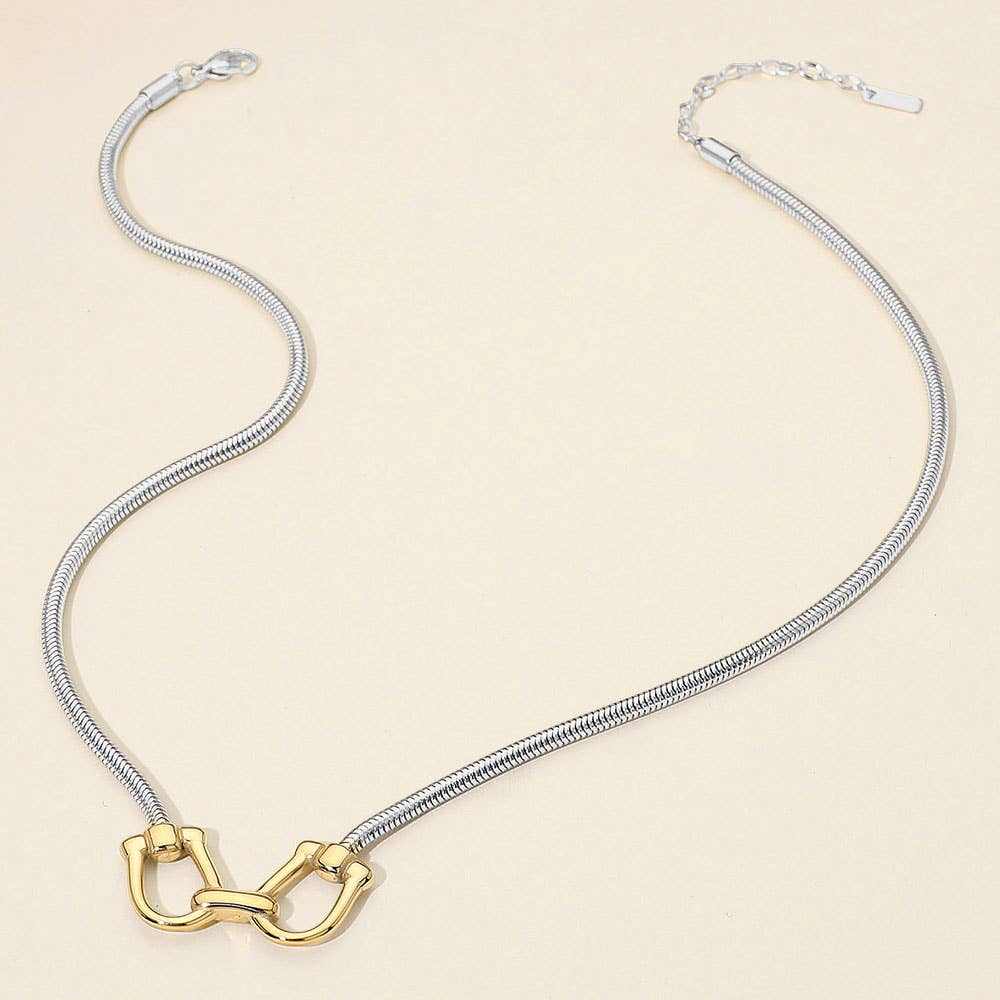 Secret Box Stainless Steel Linked Horsebit Necklace