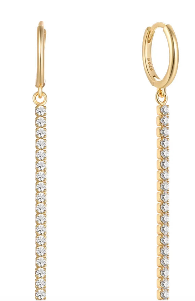 Hoop Tennis CZ drop earring 14K Sterling Silver Vermeil