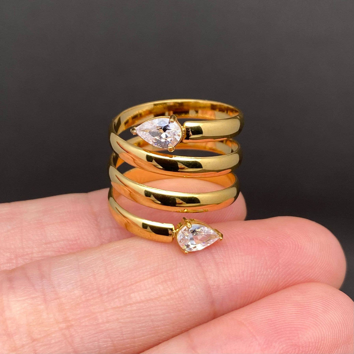 Double Zircon Snake Ring