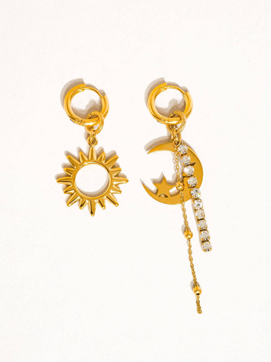 Edmée 18K Gold Mismatch Sun and Moon Earring